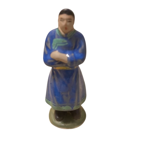 Pair Of Two Vintage Hand‎ Painted Oriental Pottery Figurines - Picture 6 of 9